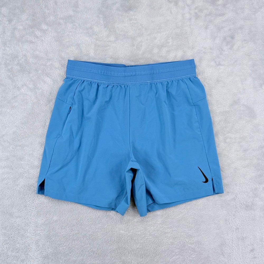 Nike Yoga 2-in-1 Shorts Mens Medium Blue Dri-FIT Athletic Compression Lined Gym
